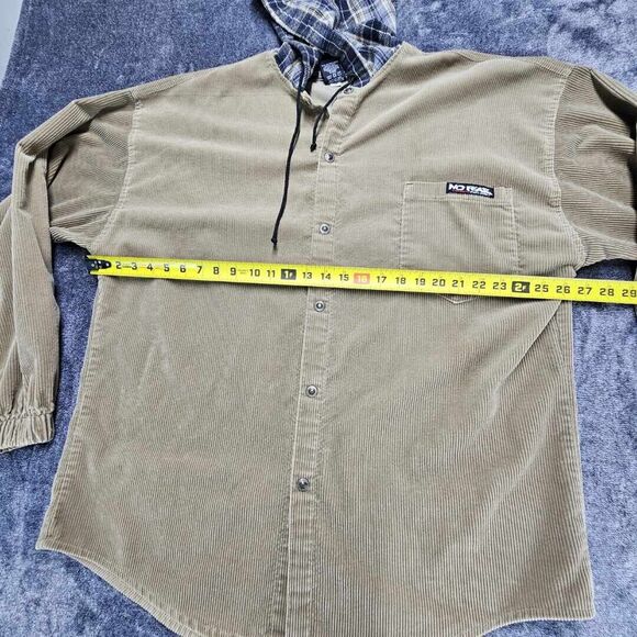 Vintage No Fear Coruroy Jacket Plaid Hood XL 100% Cotton Made in The USA Y2K - Picture 12 of 13